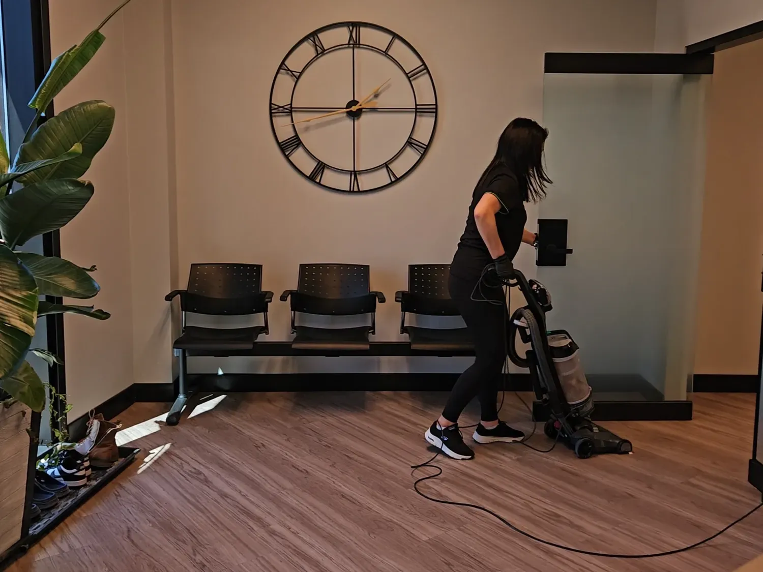 Staff cleaning an office space